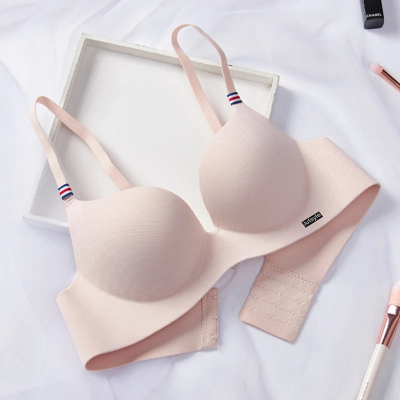 Fashion British Style Bra Soft Without Steel Ring Women's Brassiere Breathable Non-removable shoulder strap Gather Bralette