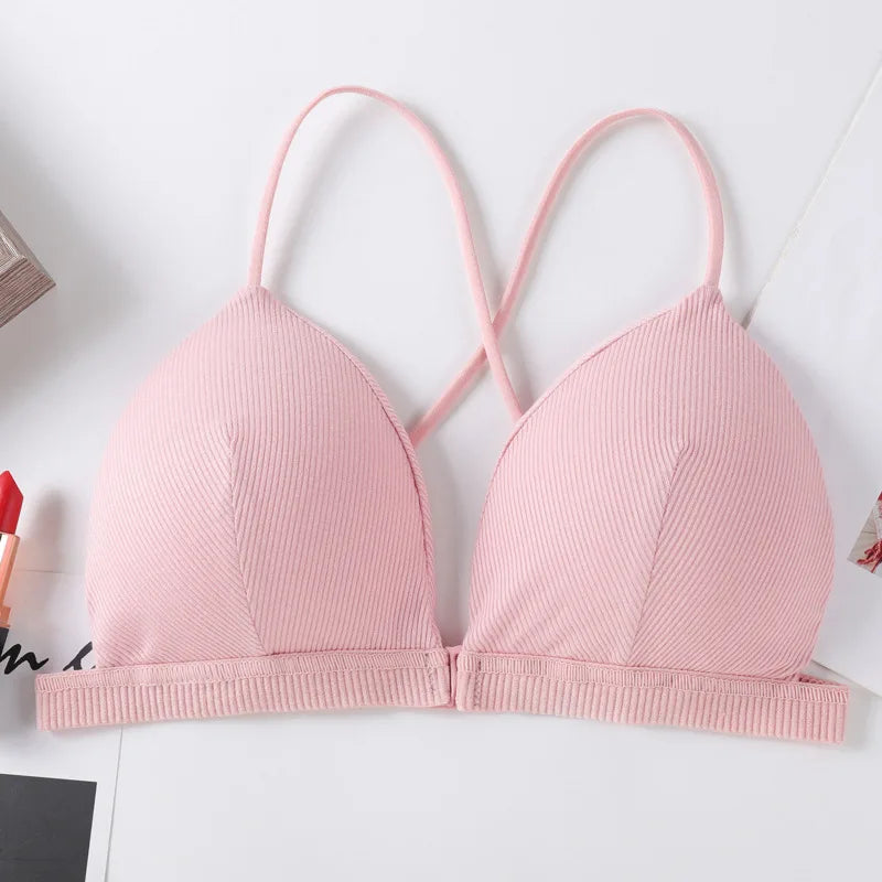 Front Closure Bra Wireless Bras For Women Sexy Lingerie Deep V Bralette Brassiere Seamless Underwear Soft Padded Intimates
