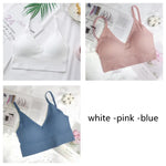 3Pcs/Set Women Sexy Crop Tops Seamless Bra Female Streetwear Sport Crop Top Tee Solid Color Underwear Lingerie Push Up Bra