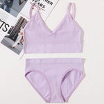 Women Seamless Bra And Panties Set U Back Bra Crop Top Sexy Lingerie Set No Pads Brassiere Low Rise Briefs Ladies Underwear Set