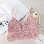 Women Full Floral Lace V-Neck Bralette One Size Scalloped Lace Wireless Camisole Bra Detachable Adjustable Thin Straps Lingerie