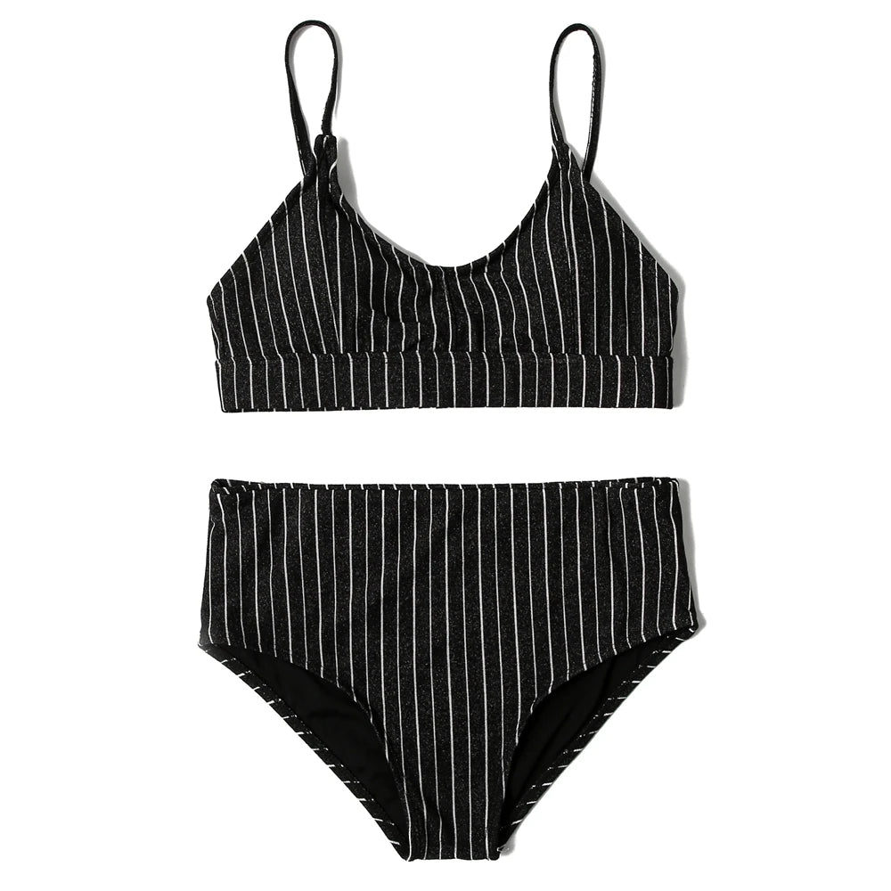ZTVitality Shiny Striped Sexy Bikini 2022 New Arrival Straps Padded Bra High Waist Swimsuit Female Swimwear Women Beach Wear S-L