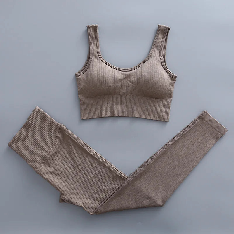 2/3 Piece Set Women Gym Wear Seamless Yoga Set Sports Bra Crop Top High Waist Leggings Fitness Sportswear Workout Outfits Woman