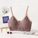 Lace Rim Tube Top Bras For Women Seamless Crop Top Cotton Underwear Sexy Lingerie Bralette Sports Bandeau Bra Removable Pads