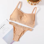 Women Seamless Bra And Panties Set Sexy High Waist Briefs Wire Free Bra Female Sexy Underwear Brazilian Panties Lingerie Set