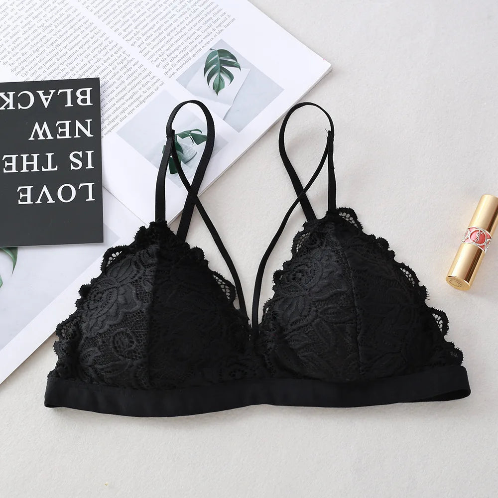 Floral Lace Bra Non-Wire Bralette Push Up Bras For Women V-neck Brassiere Female Padded Underwear Sexy Lingerie Intimates