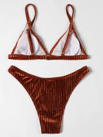 ZTVitality Sexy Push Up Bikini 2025 Hot Sale Straps Padded Bra Pit Strip Velvet Swimsuit Female High Leg Swimwear Women Biquini