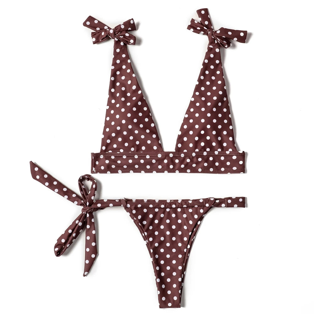 ZTVitality Dot Bandage Sexy Bikini Set 2022 New Padded Bra Low Waist Beachwear Bathing Suit Swimsuit Brazilian Swimwear Women