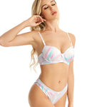 Rainbow Print Bra Women Underwear 2-pieces Suit Push Up Bralette Steel Ring Shockproof Brassiere With Briefs Lingerie Set