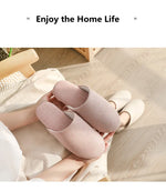 Japanese Style Mute Slippers Women Men Home Cotton Slipper Breathable Fabric Couple Spring Summer Shoes Suede Sole Ladies Slides