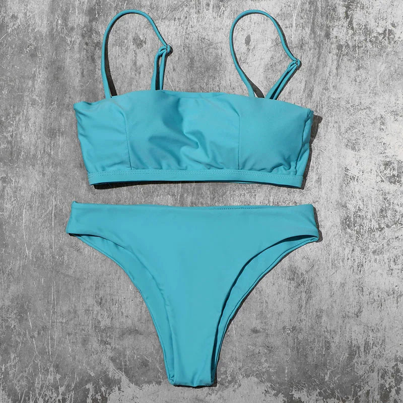 ZTVitality Solid Sexy Bikinis Push Up Bikini 2026 New Arrival Straps Padded Bra Mid Waist Swimsuit Solid Swimwear Women Biquini