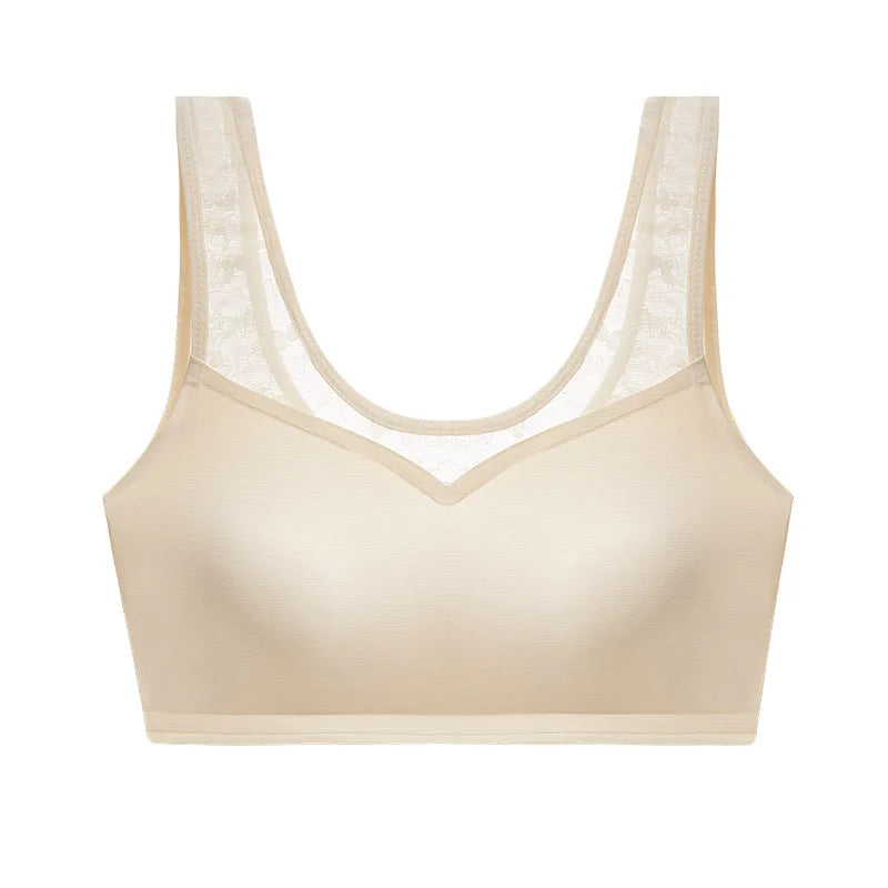 Sexy Latex Bra Push Up Women's Underwear Seamless Beautiful Back Shock-absorbing Gathers Bralette Transparent Lace Brassiere