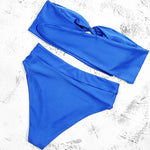ZTVitality Strapless Ring Blue Bikinis Sexy Bikini 2025 New Arrival Padded Bra High Waist Swimsuit Backless Lace Swimwear Women