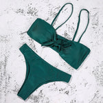 ZTVitality Sexy Solid Bow Bikinis Push Up Bikini 2021 Straps Padded Low Waist Swimsuit Bandage Swimwear Women Brazilian Biquini