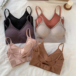Women Tube Top Seamless Bra Crop Top Solid Color Sports Sexy Lingerie Active Bra Tops Underwear With Removable Pads