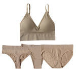 4pcs/set Women Underwear Set Active Wear Bra Top Female U Back Sports Bra And Panties Set G-String Thongs Sexy Lingerie
