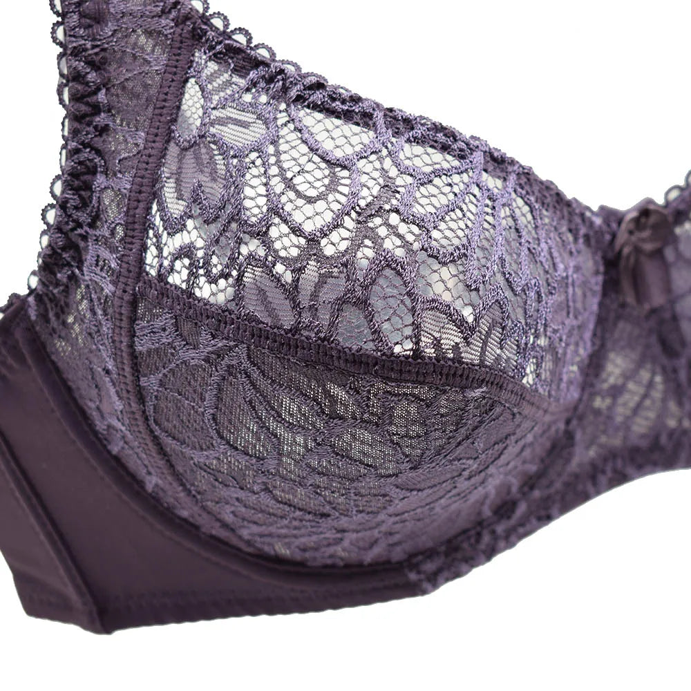 Plus Size Bras For Women Lace Bra Femme Transparent Large Brassiere Tops Underwear Sexy Lingerie C D DD E F Cup