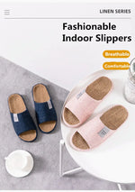 Breathable Flax Slippers Women Men Indoor Mute Slipper Anti-slip Lovers House Floor Shoes SoftLadies Summer Home Slides