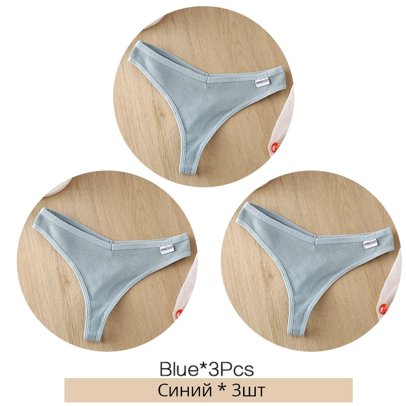 3Pcs/Set Women Cotton Thongs Panties Sexy Low Waist G-String Briefs Ladies Brazilian Lingerie Girls Breathable Intimates Bikini
