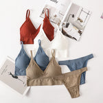 Women Seamless Bra Set Low Rise Brazilian Panties Wire Free Sports Bra Brassiere Sexy Lingerie Female Underwear Set