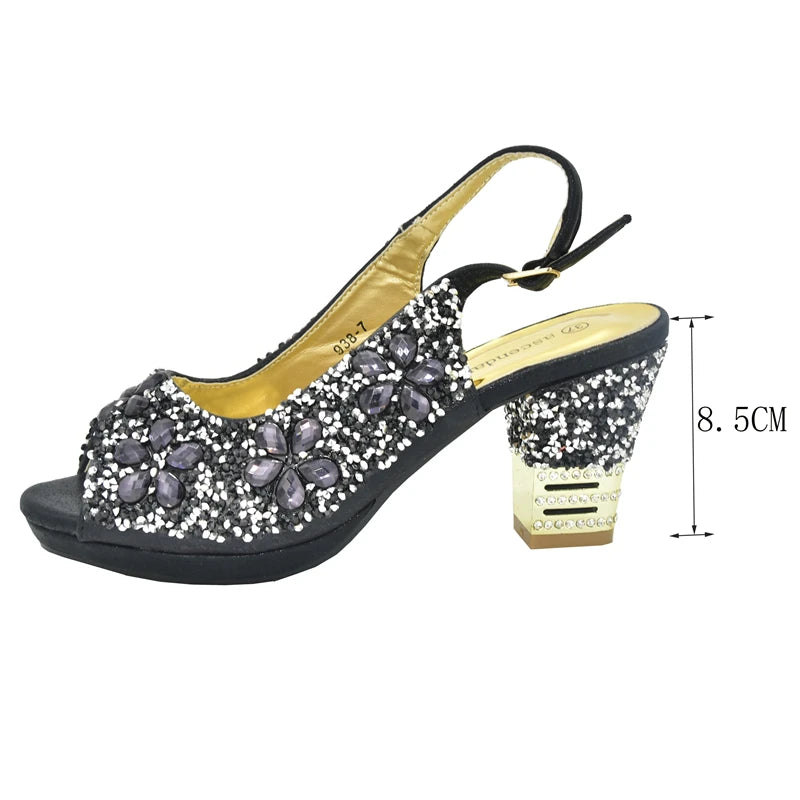 Doershow Italian orange Shoes And Bag Sets For Evening Party With Stones Italian Leather Handbags Match Bags! !HUK1-32