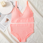 Women Bra And Panty Set Low Back Bra High Waist Briefs Female Sexy Lingerie Set Wire Free Brassiere Seamless Underwear Crop Top