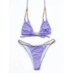 Sexy Halter Metal Chains Brazilian Bikini 2025 Women Swimsuit Female Swimwear Two Pieces Bikini Set Bathing Suit Swim Beach Wear
