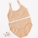 Women Seamless Bra Briefs Set Push Up Bra Top Sexy Lingerie Female U Back Crop Top Brassiere Underwear Set