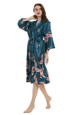 Sexy Women Long Robe With Pocket Wedding Bride Bridesmaid Dressing Gown Rayon Kimono Bathrobe Large Size S-XXXL Night Dress