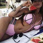 Sexy Halter Push Up Brazilian Bikini 2025 Women Bandage String Swimsuit Female Swimwear Two Pieces Bikini Set Bathing Suit Swim
