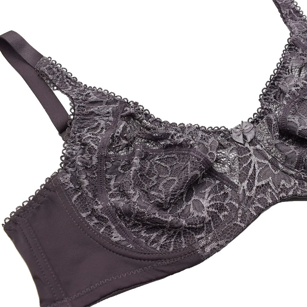 Plus Size Womens Lace Bra Lager Bosom See through Bralette Underwired Sexy Lingerie 34 36 38 40 42 44 B C D DD E F Cup
