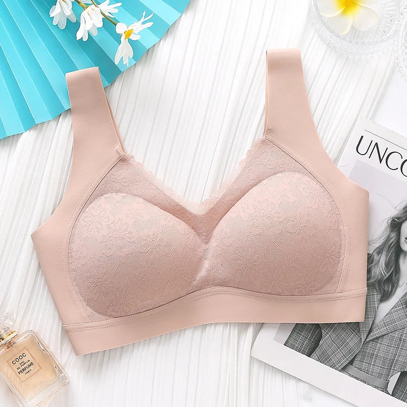 Breathable V-Neck Gather Seamless Bralette Sexy Thai Latex Bra Women's Underwear Wireless Push Up Brassiere Ladies Lingerie