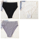 3Pcs/Set Seamless Panties Women High Waist Briefs High Cut Sports Bottom Underwear Female Stretch Rib Underpants Sexy Lingerie