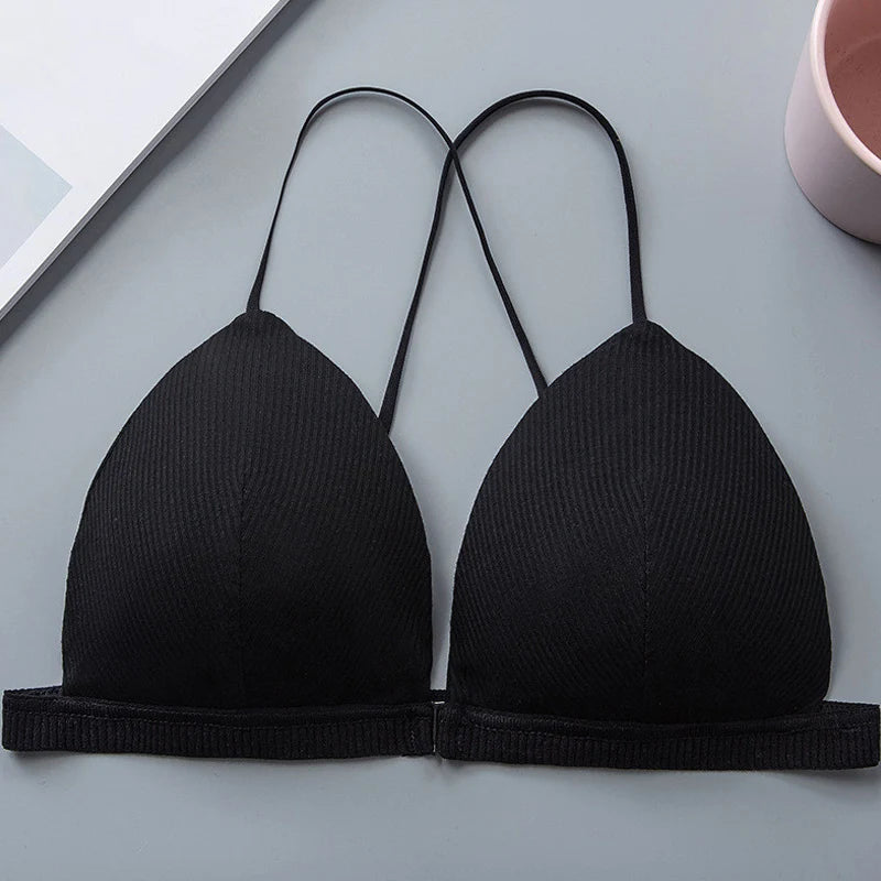Front Closure Bra Wireless Bras For Women Sexy Lingerie Deep V Bralette Brassiere Seamless Underwear Soft Padded Intimates