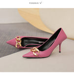 Women Pumps Luxury Female High Heels Metal Pointed Toe Professional Dress Party Ladies Office Shoe 2021Summer Fashion Large Size