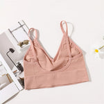Seamless Bras For Women U-Back Sports Crop Top Sexy Lingerie Non-wire Thin Strap Ribbed No Pads Underwear V Neck Intimates M-XL
