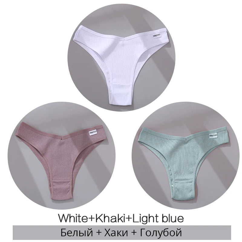3Pcs/Set Cotton Women Briefs Sexy Seamless Brazilian Panties Female Low Rise Underwear Breathable Underpants Girls M-XL Intimate