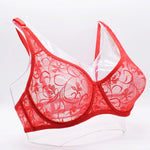 Womens Ultra-thin See Through Bras For Men Mesh Seamless Bralette Embroidery Sexy Lingerie Plus Size Brassiere
