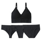 4pcs/set Women Underwear Set Active Wear Bra Top Female U Back Sports Bra And Panties Set G-String Thongs Sexy Lingerie