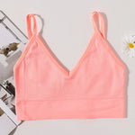 Seamless Bras For Women U-Back Sports Crop Top Sexy Lingerie Non-wire Thin Strap Ribbed No Pads Underwear V Neck Intimates M-XL