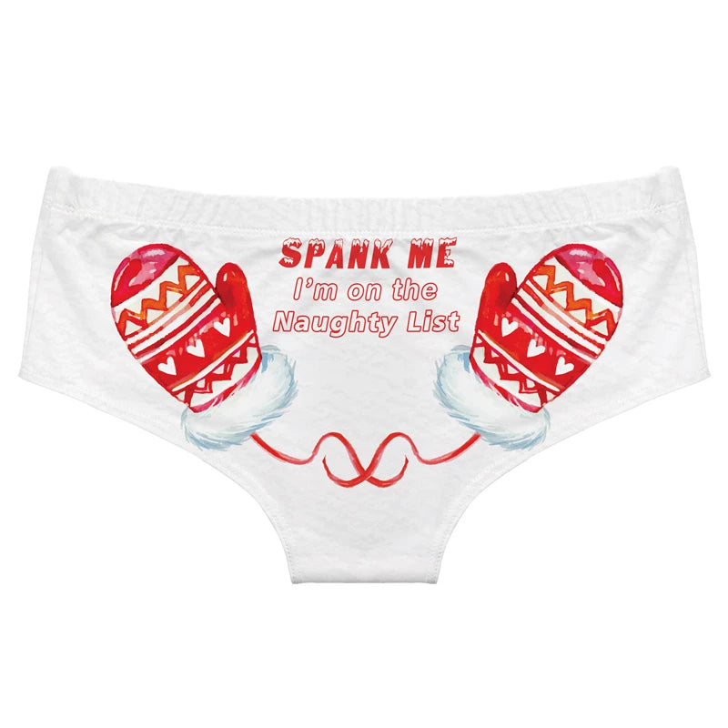 Women's Cute Cartoon Christmas Print Panties Comfortable Low Waist Lady Lingerie Sexy Butt Wrap Female Briefs Seamless Knickers