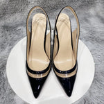 transparent PVC women's high heels, 12cm 10cm 8cm thin heels, no shoelaces, toe, Party disco shoes, black, size 33-45
