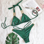 Halter Jewelled Diamond Bikini Women Swimsuit Female Triangle Swimwear Two piece Bikini set Brazilian Bather Bathing Suit Swim