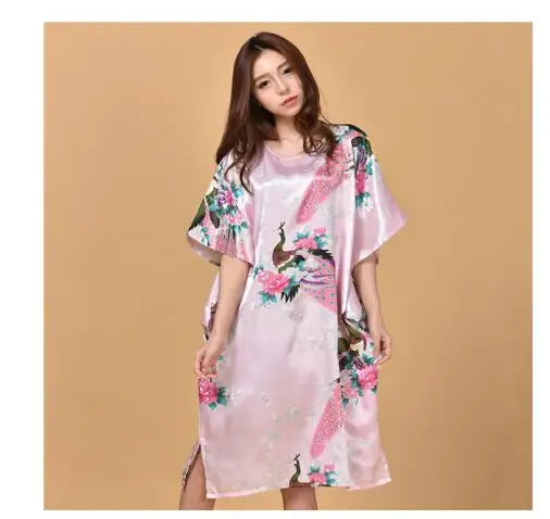 Plus Size Black Women's Summer Lounge Robe Lady New Sexy Home Dress Rayon Nightgown Large Loose Sleepwear Bathrobe Gown S002-B