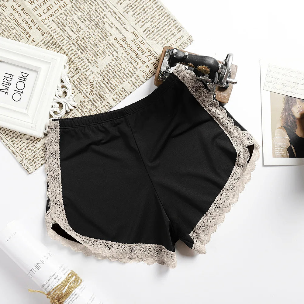 Ice Silk Safety Pants Women Shorts High Rise Underwear Sexy Lingerie Summer Under Skirt Shorts Female Lace Panties