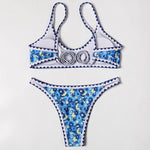 ZTVitality Swimwear Women 2025 New Arrival Print Whip Stitch Sexy Bikini Padded Bra Mid Waist Bandgae Swimsuit Brazilian Biquini