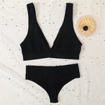 Seamless Bra And Panties Set Push Up Bras Women Sexy Lingerie Female High Waist G-String V-neck Brassiere Underwear Set