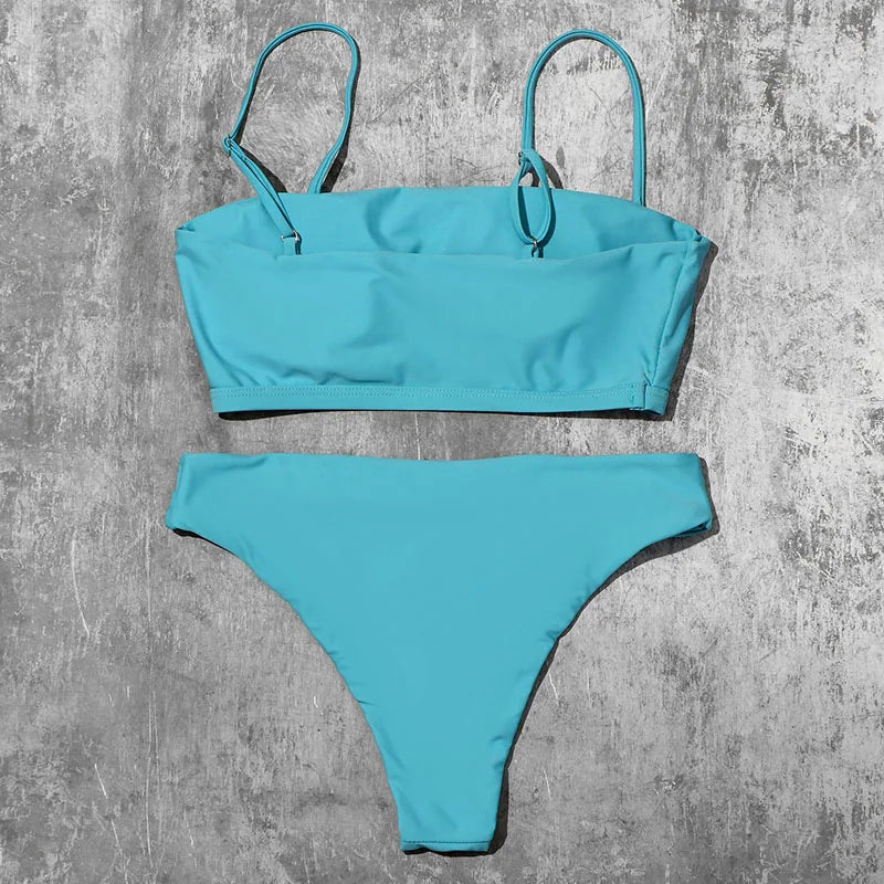ZTVitality Solid Sexy Bikinis Push Up Bikini 2026 New Arrival Straps Padded Bra Mid Waist Swimsuit Solid Swimwear Women Biquini