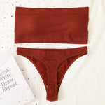 Women Strapless Bra And Panties Set Bandeau Bra High Waist Thong Seamless Underwear Sexy Tube Bra Female Sexy Lingerie Set M-XL