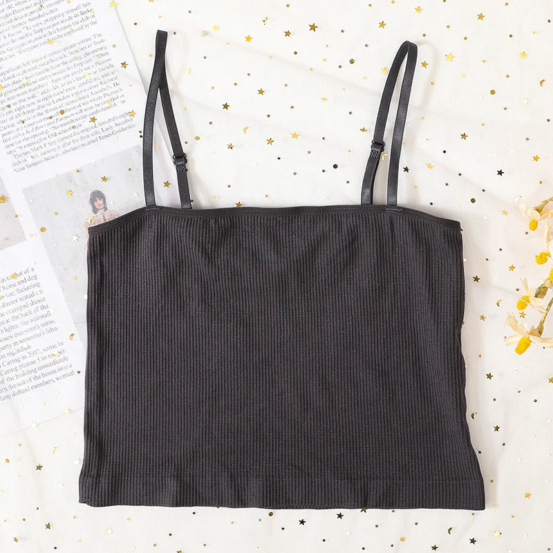 Women Ribbed Square Neck Camisole Basic Solid Color Crop Top Adjustable Spaghetti Straps Ladies Sleeveless Tank Tops M-XL